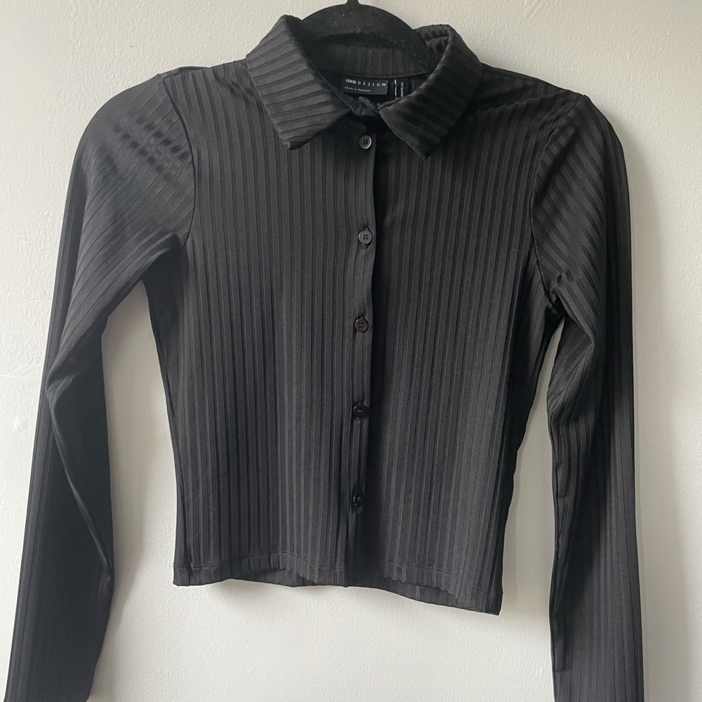 ASOS Design black fitted button up
